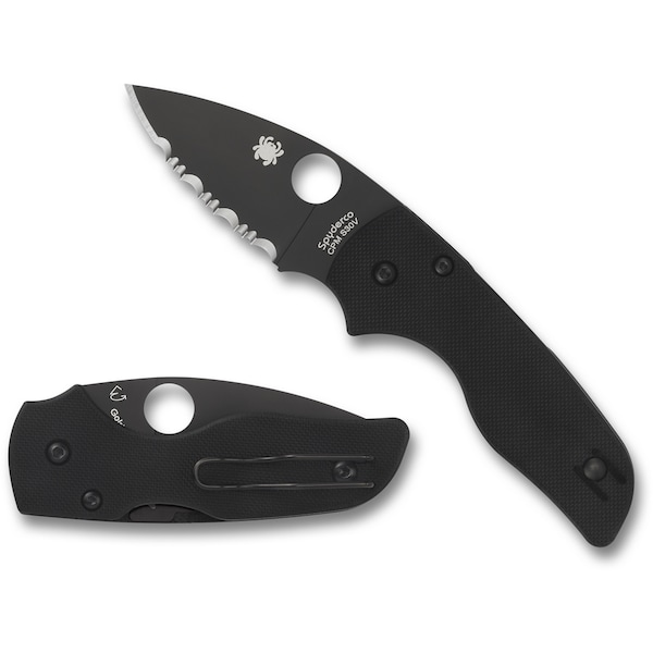 Spyderco 2024 Spyderco Lil' Native G-10 Black Black Blade/Compression Lock Serrated SPY-C230GSBBK - main